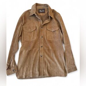 Renzo Costa Camel Suede Leather Shacket Jacket $950 Retail